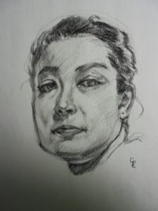 Charcoal on newsprint, approx. 7x5.5 inches